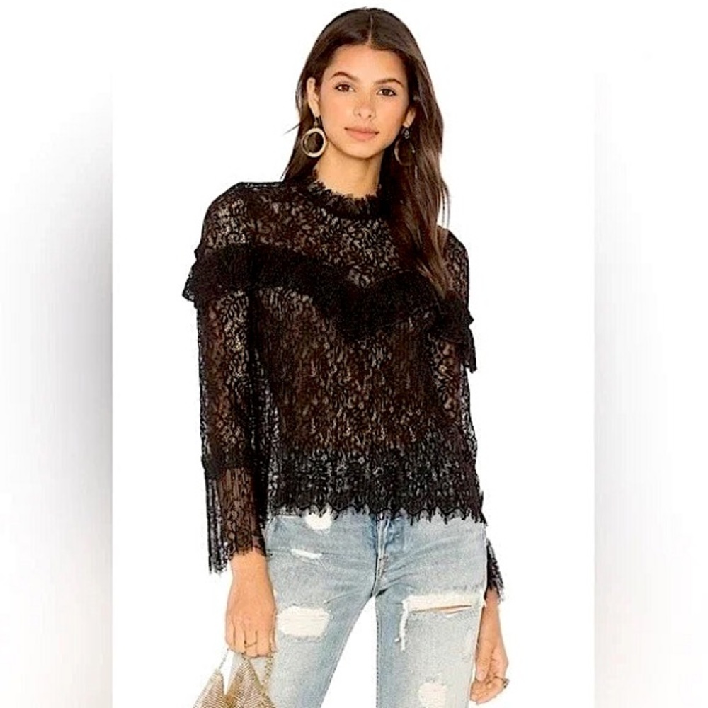 Saylor x Revolve Mariella Lace Ruffle Blouse